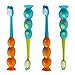 Trueocity Kids Toothbrush 4 Pack - Soft Contoured Bristles - Child Sized Brush Heads (3-10 Year Old) - Suction Cup for Fun & Easy Storage - Girl & Boy Set (Blue & Orange)