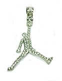 Hip-Hop Bling Iced Silver Tone JORDAN Pendant Necklace with Free 24