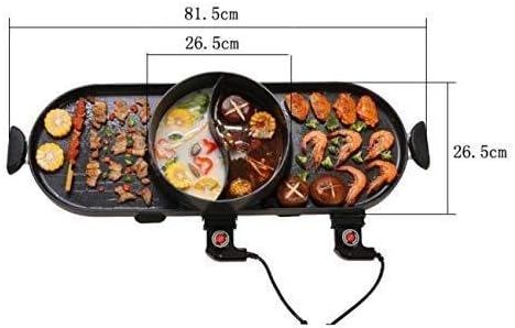 review Barbecue electric barbecue pot with hot pot 2-in-1, indoor / outdoor 1400 watt electric oven / teppanyaki electric barbecue grill / hot pot, non-smoking electric barbecue grill with one hot pot teppan