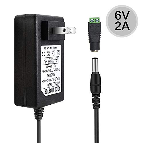 inShareplus 6V Low Voltage Power Supply, Transformer, Power Adapter, DC 6V 2A, 12 Watt Max, AC 100-240V to DC 6V, with 5.5/2.1 DC Female Barrel Connector