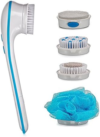 ZivaTech Body Brush with 5 Attachments Waterproof Electric Facial and Body Cleansing Brush with Detachable Handle