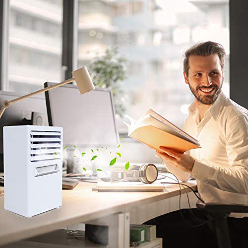 JUANANIUG Air Conditioner Fan, Mini Portable Desktop Fan, Small 9.5-inch Desktop Evaporative Air Cooler Circulator Humidifier, for Personal Desktop Table Fan Nightstand Office Dorm, Super Quiet