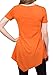 [DRSKIN] WS05 Women Handkerchief Hem Short Sleeve Long Tunic Top. (XL, Orange)