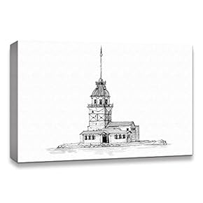 Canvas Wall Art Freehand Sketching of Scenery Pictures Home Wall Decorations for Bedroom Living Room Paintings Canvas Prints Framed - 12x18 inches