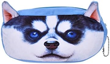 Cute Pencil Case, Adorable Cats or Dogs. Super Soft Plush Pouch, Perfect Bag for Pens, Pencils, Cosmetics. Use as Organizer or Wallet To Carry Cash, Coins and More. (Husky)