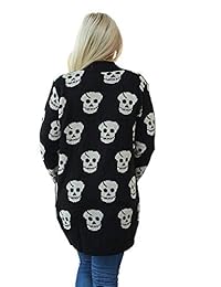 GirlzWalk - Cárdigan abierto de manga larga con estampado de calavera para mujer