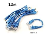 CablesOnline 10-Pack 6inch CAT5e UTP Ethernet RJ45 Full 8-Wire Blue Patch Cable, (U-000BL-10)