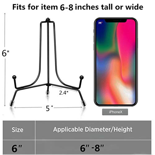 Upgraded 6 Inch Anti-Slip Plate Holder Display Stand, BUVE Decorative Plate Stand, Easel Picture Frames Photo Holder for Displays, Black Small Book Easel for collectibles,4 Pcs