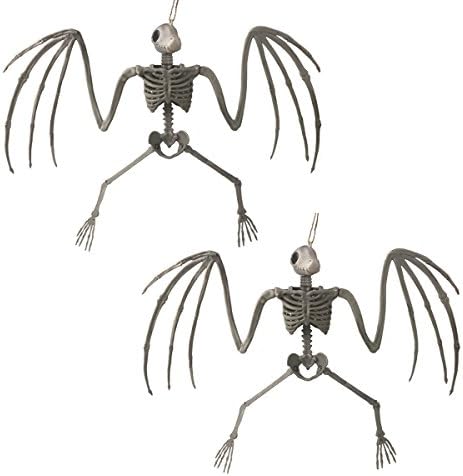 Large Flying Bird Skeleton - Hanging Plastic Party Prop Halloween Decoration (Set of 2)