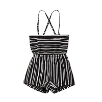 Bluecandy Infant Toddler Kids Baby Girls Striped Sleeveless Romper Suspender Jumpsuit Outfits Fashion Summer Cute Playsuit,Black,12M