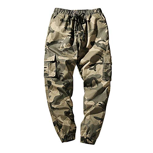 Yoga Pants for Women,Mens Fashion Camouflage Pocket Nine Points Small Feet Looser Casual Pant,Women's Activewear,Khaki,X