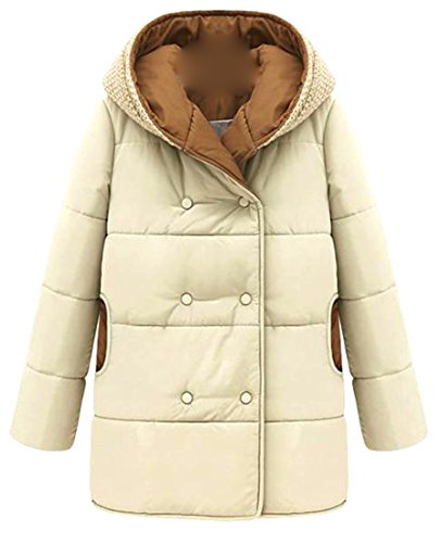 MLG Womens Winter Warm Jacket back Knit Thick Hoodie Anorak Coat Medium M white