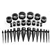 PiercingJ 28pcs 12G-00G Stainless Steel Tapers Stretching Kit + 12G-00G Flared Screw Tunnel Gauge Kit