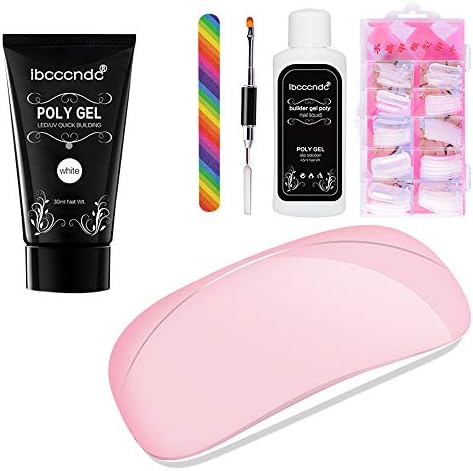 Dolloress Beauty Nail⭐IBCCCNDC 30 ML Poly Gel + Double-end Dead Skin Push + 100pcs Fake nails + Diluent + UV&LED Nail Lamp Combo Set