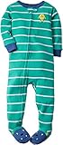 Carter's Baby Boys' Snug Fit Cotton Striped Footie (18 Months, Turquoise Monster)