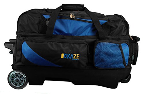 KAZE SPORTS 3 Ball Bowling Roller with Color Match Add On Spare Tote and Accessories Pack (Blue)