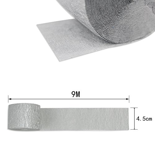 image for Coceca 6 Rolls Silver Crepe Paper Streamers Silver Streamers for Birth