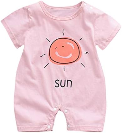 Mosstars Newborn Summer Rompers, for 0-18 Months Newborn Sun Cloud Moon Print Jumpsuit Baby Boy Girl O Neck Short Sleeve Bodysuits Outfits Clothes