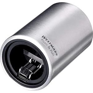Westmark Automatische kurkentrekker, voor kroonkurken, geborsteld aluminium, Push&Pull, zilver, 5,3 x 5,3 x 8 cm