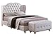 Kings Brand Furniture - White Tufted Design Faux Leather Queen Size Upholstered Platform Bed