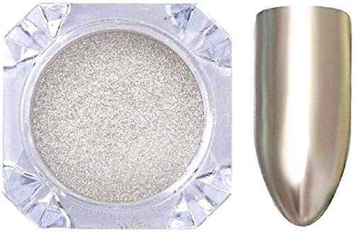 Rich Tech Traders Nail Art 12gm Metallic Mirror Powder Silver Nail Chrome Pigment Glitters (Silver)