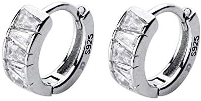IzpackCubic Zirconia Small Hoop Earrings Ear Cuff for Cartilage Pierced Women Huggie Tiny Hoops (8mm)
