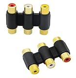 zdyCGTime (2pack)-3-RCA Jacks to 3-RCA Jacks Coupler,Female to Female 3-RCA Adapter White/Red/Yellow (3 RCA)