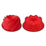 Sago Brothers Large Spiral Shaped Bundt Pan, Flower Shaped Bundt Cake Pan Nonstick Silicone Baking Mold Decorating Bundt cake mold Set of 2