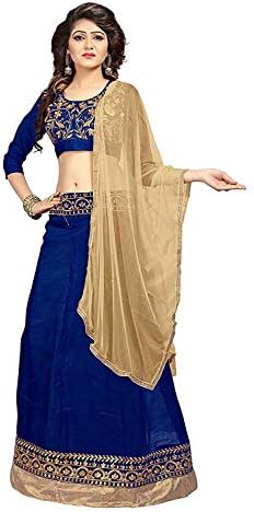 Ved Fashion Women's Silk Lehenga choli (Blue)