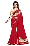 Mirchi Fashion Women's Embroidery Party Wear Traditional Fancy Indian Saree Red