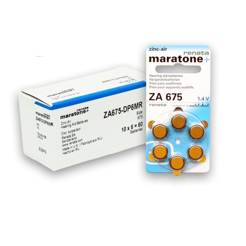 60 Renata Maratone Hearing Aid Batteries Size: 675