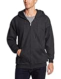 Hanes Men's Full Zip Ultimate Heavyweight Fleece Hoodie, Charcoal Heather, Small
