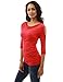 PattyBoutik Women's Cut Out 3/4 Sleeve Cowl Neck Ruched Blouse (Red L)