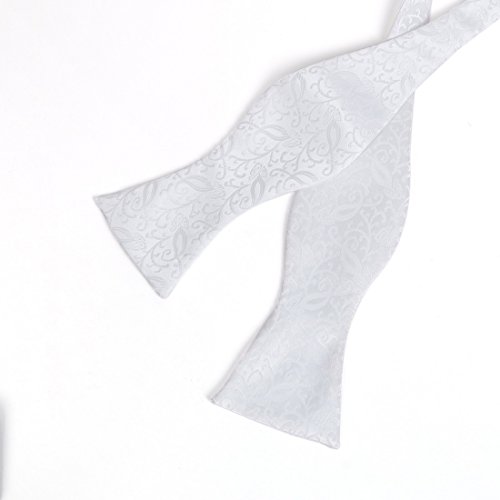 White Paisley Formal Vest for Men Patterned for Mens Gift Idea with Neck Tie, Cufflinks, Handkerchief, Bow Tie for Suit Vs1004-L Large White