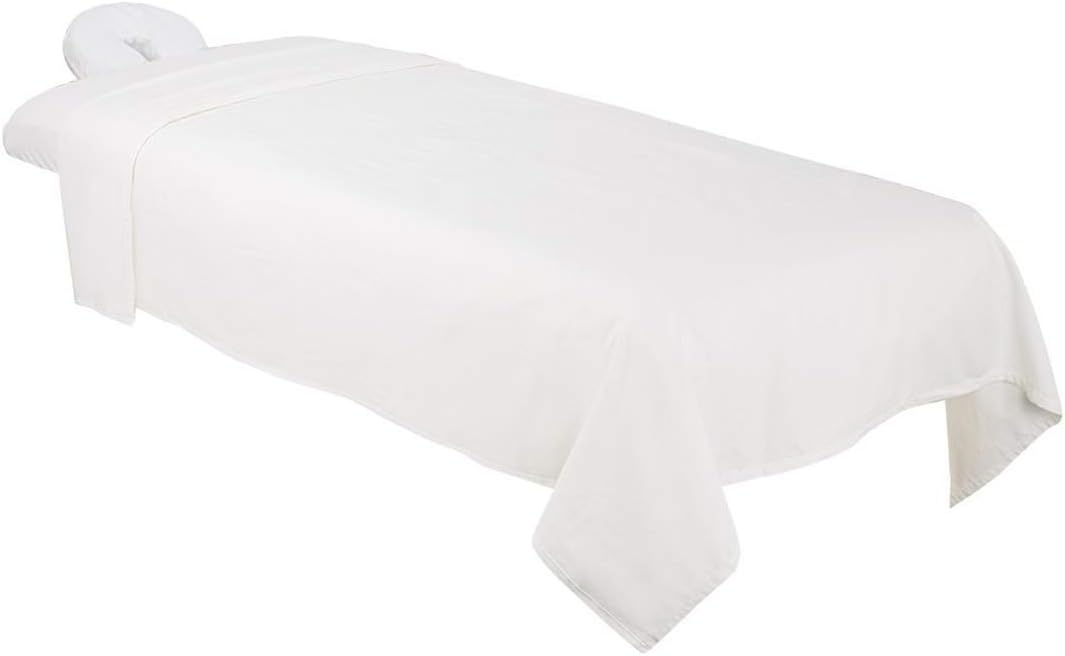 ForPro Premium Flannel 3-Piece Massage Sheet Set, White, for Massage Tables, Includes Massage Flat Sheet, Massage Fitted Sheet, and Massage Fitted Face Rest Cover : Massage Linens : Health & Personal Care