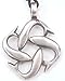 4 Dolphins Art Silver Tone Pewter Pendant Necklace