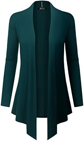 BILY Women's Open Front Drape Hem Lightweight Cardigan With Pockets Teal XX-Large