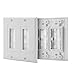 HONGYE 2-Pack Dual Gang Brush Wall Plate, Cable Pass Through Insert Switch Device Mount Decorative Wall Plate for Home Installations HDTV HDMI Home Theater Systems (White)