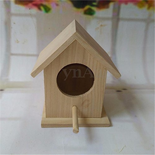 Hot Sale! Wooden Bird House Feeder Wild Birds Nest Home Garden Nesting With Wood Stick