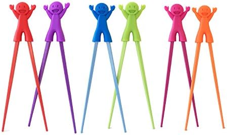 Happy Kids Hinged Chopsticks - Set of 2 Colors Value Pack! (Blue+Green)