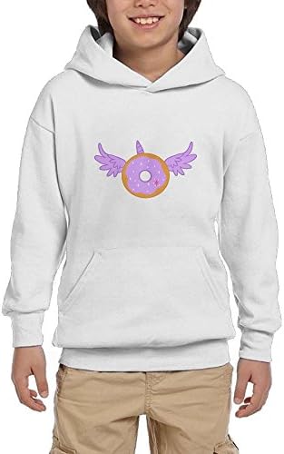 Pulongpoq Unicorn Donut Youth Boys/Girls Long Sleeve Hoodie Sweatshirt Pullover Hood SozeKey White