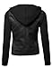Plus4u Women's Faux Leather Fleece Contrast Detachable Hooded Jacket