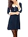 Allegra K Women Peter Pan Collar 3/4 Sleeves Above Knee Shift Dress L Dark Blue