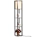 Brightech Maxwell - LED Shelf Floor Lamp - Modern Standing Light for Living Rooms and Bedrooms - Asian Wooden Frame with Open BoxDisplay Shelves - Havana Brown primary