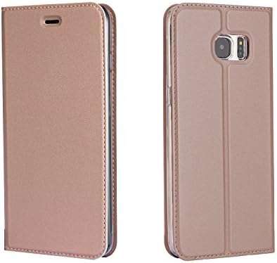 Flisumon Samsung S7 Edge Wallet Flip Folio Wallet Stand Up Credit Card Holder Leather Case Cover Holster Magnetic Closure TPU Bumper (Rose Gold)