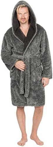 MICHAEL PAUL Men's Hooded Soft & Cosy Snuggle Fleece Dressing Gown