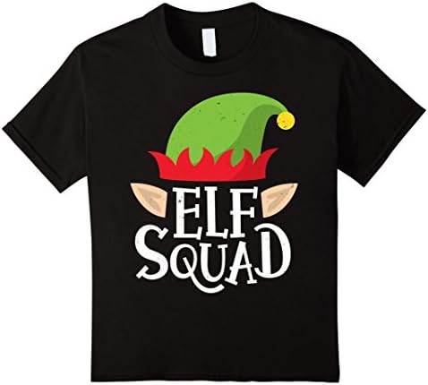 Kids Elf Squad T Shirt Christmas Funny X-mas Elves Costumes Tees 12 Black