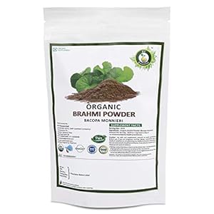 R V Essential Organic Brahmi Powder 200gm/ 7.05oz/ 0.44lb- Bacopa Monnieri Brahmi Leaf Powder for Hair USDA Organic Certified Ayurvedic Herbal Supplement in Resealable and Reusable Zip Lock Pouch