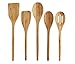 Viable Creations Handcrafted Bamboo Wooden Spoons with Cotton Muslin Bag - Set of 5