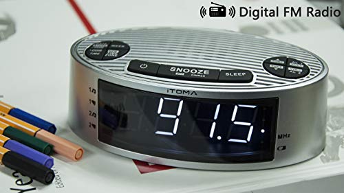 iTOMA Alarm Clock Radio,FM Radio,Dual Alarm,Buzzer and Radio Ringtone,Perpetual Calender,USB Charging Port,Manual Dimmer, Snooze,Sleep Timer,Battery Backup(CKS301) - Thumbnail 3